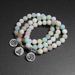 Bracelet H/F anti-migraine en Amazonite matte et charmes